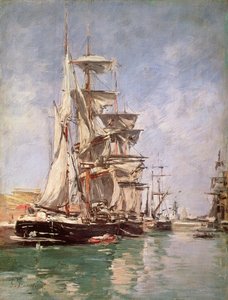 Yelkenli Tekneler (tuval üzerine yağlı boya) by Eugene Louis Boudin