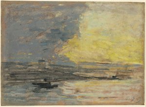 Sahil, Honfleur Limanı by Eugene Louis Boudin