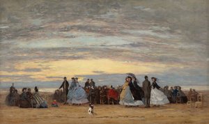 Villerville'deki Plaj by Eugene Louis Boudin