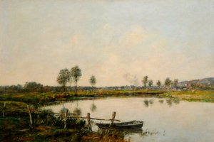 Fransa, Deauville'deki Su Çayırları (tuval üzerine yağlı boya) by Eugene Louis Boudin