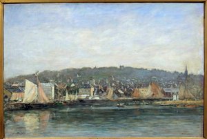 Eugene Louis Boudin tarafından Trouville limanının görünümü by Eugene Louis Boudin