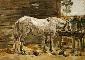 Beyaz At, İçme Ocağında, 1885-90 dolayları by Eugene Louis Boudin