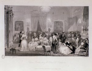 Paris'te Orleans Dükü (Ferdinand-Philippe veya Ferdinand Philippe d'Orleans) (1810-1842) ile sosyal bir akşam. Gravür Eugene Louis Lami (1800-1890) 1841 Özel koleksiyon by Eugene Louis Lami