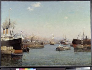Eugene de Barberiis (1851-1937) tarafından yapılan La Joliette Limanı Tablosu 20. yüzyıl Fondation Regards de Provence, Marsilya by Eugene de Barberis