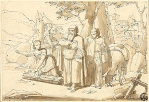Köylü Kadının Keşişlere Yol Tarifi Vermesi by Eugenio Agneni