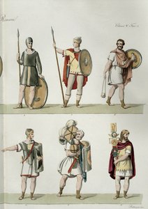 Romalı Askerler, Buttazon (aquatint) tarafından oyulmuş Uluslar Tarihinin I. Kısmının 2. sınıfı, 5. sınıfından detay, (ayrıca bkz. 93288) by Eugenio Bosa