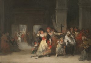 Kilisenin içi, c.1860-66 (kalay üzerine yağlı boya) by Eugenio Lucas Velázquez