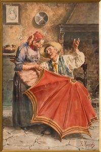 İki kişilik iç mekan (suluboya) by Eugenio Zampighi