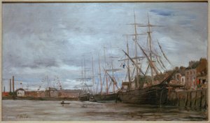 yelkenli gemiler ile liman by Eugene Louis Boudin