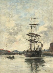 Touques üzerinde gemi by Eugène Boudin