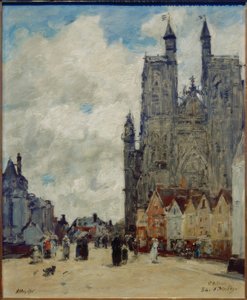 Saint-Vulfran caddesi ve kilisesi by Eugene Louis Boudin