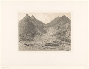 Alp çayırında ev ile dağ manzarası by Eugène Cicéri (attributed to)
