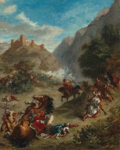 Araplar Dağlarda Çatışıyor by Eugène Delacroix