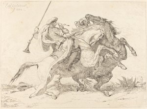 Mağribi Atlılarının Karşılaşması (Rencontre de Cavaliers Maures) by Eugène Delacroix