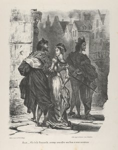 Faust Marguerite Baştan Çıkarmaya Çalışıyor Goethe, Faust, 1825-27., 1825-27. by Eugène Delacroix