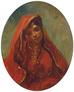 Faslı bir kadının yarım figürü by Eugène Delacroix