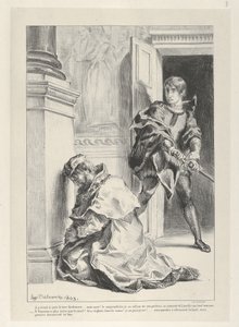 Hamlet Kralı Öldürmeye Girişiyor, 1834-43., 1834-43. by Eugène Delacroix