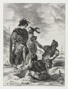 Hamlet: Mezar Kazıcıları ile Hamlet ve Horatio by Eugène Delacroix