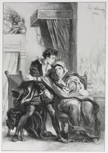 Hamlet: Hamlet ve Kraliçe by Eugène Delacroix