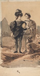 Mezarlıkta Hamlet ve Horatio, 1827-28. by Eugène Delacroix