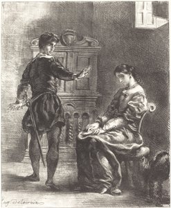 Hamlet ve Ophelia (III. Perde, I. Sahne) by Eugène Delacroix