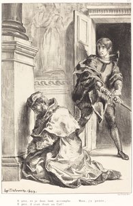 Hamlet, Kralı Öldürmek İçin Baştan Çıktı III. Perde, Sahne III, 18341843. by Eugène Delacroix