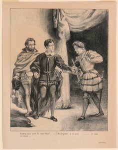 Hamlet için İllüstrasyon: Hamlet ve Guildenstern (III,2) by Eugène Delacroix