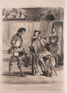 Faust için çizimler: Méphistophélé öğrenciyi kabul ediyor by Eugène Delacroix