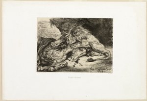 Atı Yiyen Aslan by Eugène Delacroix
