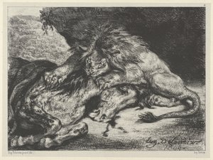 Atı Yiyen Aslan, 1844., 1844. by Eugène Delacroix