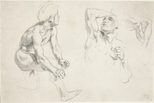 "Frise de la Guerre"deki Figürlere Çıplak Poz Veren Erkek by Eugène Delacroix