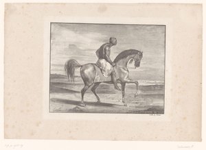 Çölde at sırtında adam by Eugène Delacroix