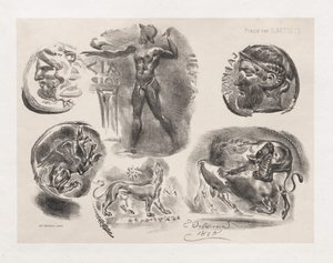 Altı Antik Sikke Levhası by Eugène Delacroix