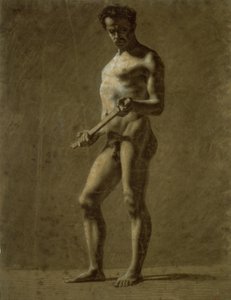 Ayakta Akademik Erkek Çıplak (rekto); Üst Kol Kroki (ters) by Eugène Delacroix