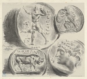 Dört Yunan Sikkesi Çalışmaları, 1825., 1825. by Eugène Delacroix