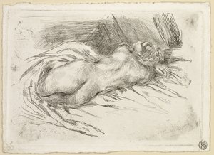 Arkadan Görülen Bir Kadının İncelenmesi by Eugène Delacroix