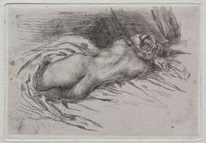 Arkadan Görülen Bir Kadının İncelenmesi by Eugène Delacroix