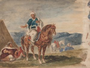 Bir Kampta Üç Arap Atlısı, 1832-37. by Eugène Delacroix