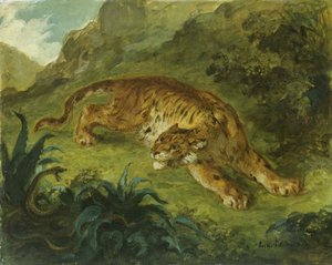 Kaplan ve Yılan, 1854-1858. by Eugène Delacroix