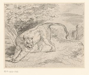 Tijger Tiger beklemede by Eugène Delacroix
