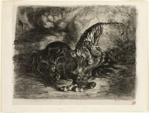 Bir Kaplanın Getirdiği Vahşi At by Eugène Delacroix
