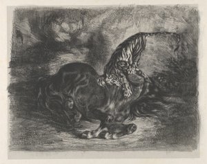 Bir Kaplan Tarafından Düşen Vahşi At, 1828., 1828. by Eugène Delacroix