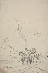 Nehrin Yanında Atlı Adamlar by Eugène Fromentin