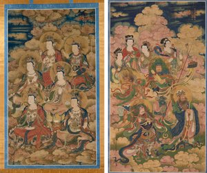 En Mükemmel Bilgiye Ulaşmanın On Aşamasının Bodhisattvaları; Deva, Naga ve Yakshi'nin Sekiz Konağı by Eugène Fromentin