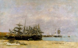 Portrieux - Karaya oturmuş gemiler by Eugene Louis Boudin