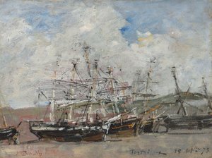 Portrieux. Gelgit sırasında liman by Eugene Louis Boudin