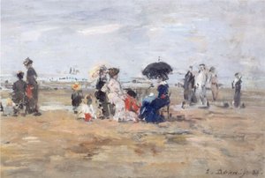 Trouville, Plaj manzarası by Eugene Louis Boudin