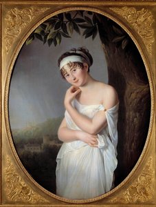 Madame Juliette Recamier (1777-1849), nee Jeanne-Francoise Bernard Portresi, Eulalie Morin (1765-1837) 1799. Boyut 1.15x0.87 m. by Eulalie Morin