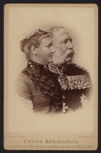 Portre, Saksonya Kralı Albert ve eski İsveç Prensesi Carola olan karısı (s/b fotoğraf) by European Photographer