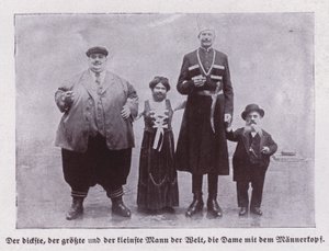 Dünyanın en şişman, en uzun ve en kısa erkeği ve sakallı bir kadın (s/b fotoğraf)